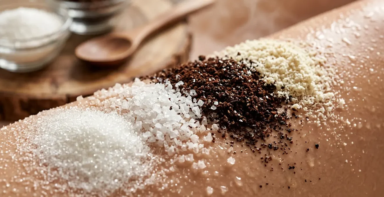 Trattamento di esfoliazione corpo con texture naturali per una pelle luminosa