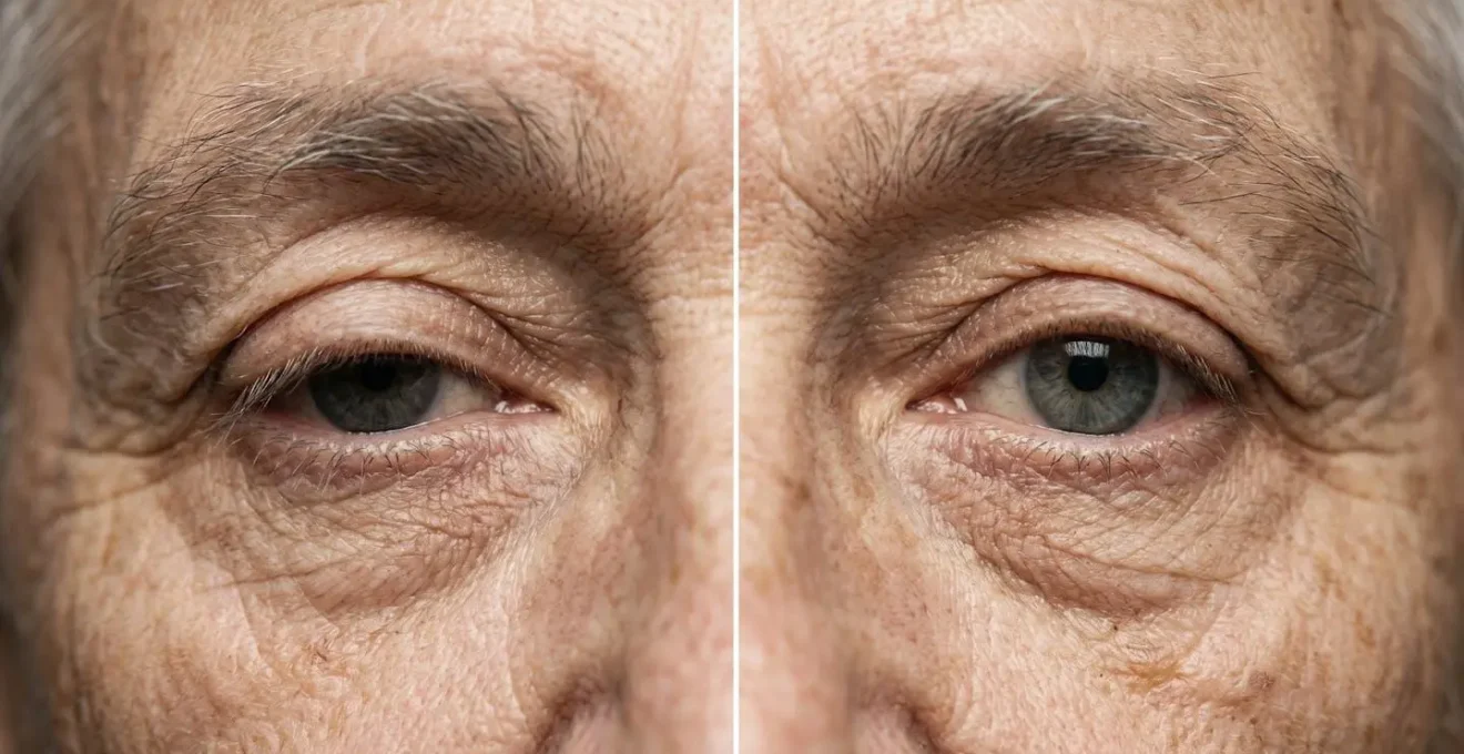 Confronto ravvicinato tra ptosi muscolare e dermatocalasi